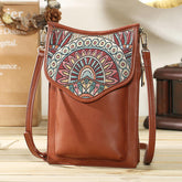 Bohemian Style Retro Canvas Floral Printing Women Phone Bag Shoulder Crossbody